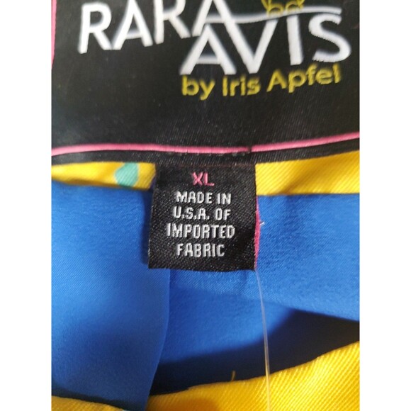 Rara Avis By Iris Apfel Yellow Blue Floral Print Oversized Jacket Coat XL NWT - Picture 4 of 9